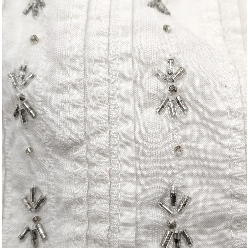 Gap Kids Girls White Cotton Beaded Pintuck Babydoll Blouse Top Size L 10 Read - Picture 5 of 12